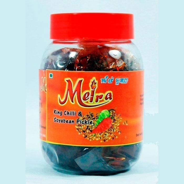 Meira Foods Soyabean and King Chilli Pickle in Plastic Jar – Umorok & Hawaizar Achar, 250 gm