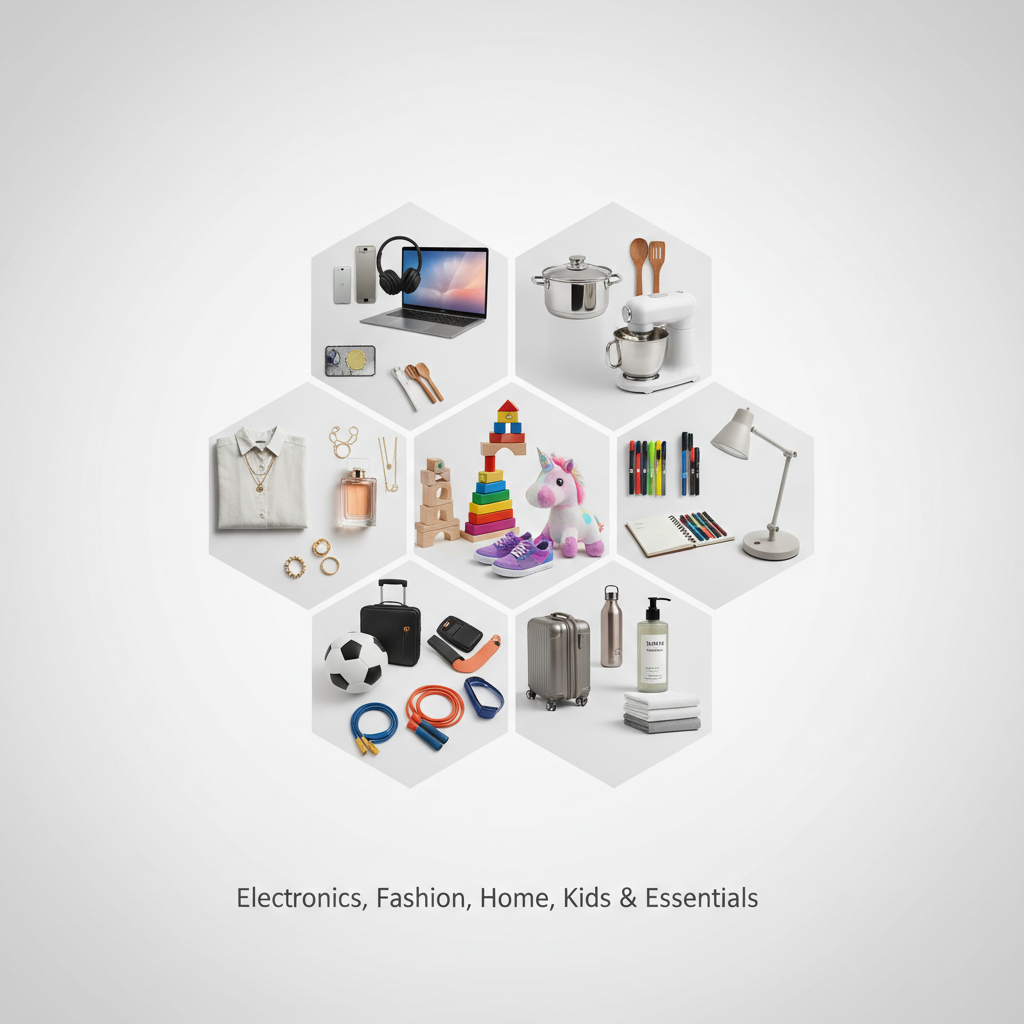 Electronics, Fashion, Home, Kids & Essentials