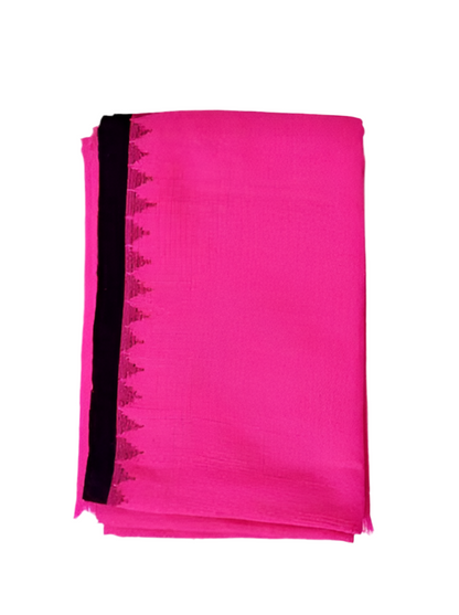 Oneply Fanek (dark pink, black border) - Traditional Manipuri Fanek