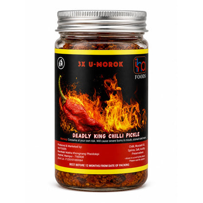 3X king chilli pickle (umorok achar) – extra spicy ghost pepper pickle