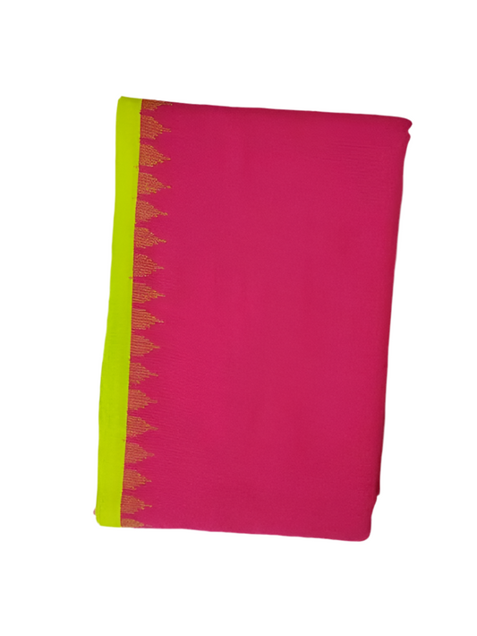 Oneply Fanek (red, green border) - Traditional Manipuri Fanek