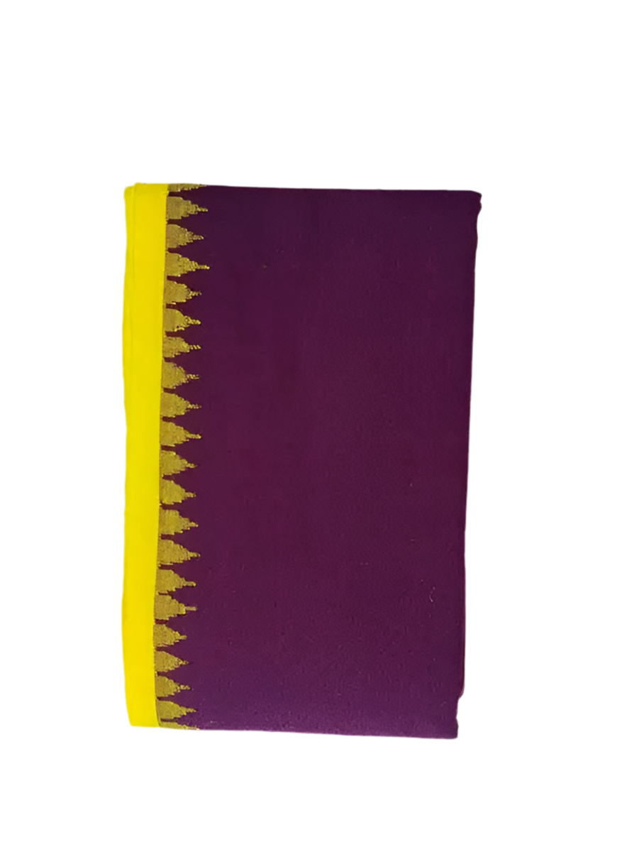 Oneply Fanek (brown, yellow border) - Traditional Manipuri Fanek