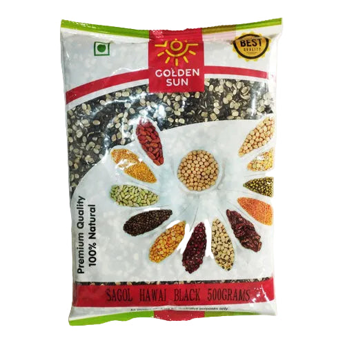 Packaged seeds with Golden Sun branding on a white background