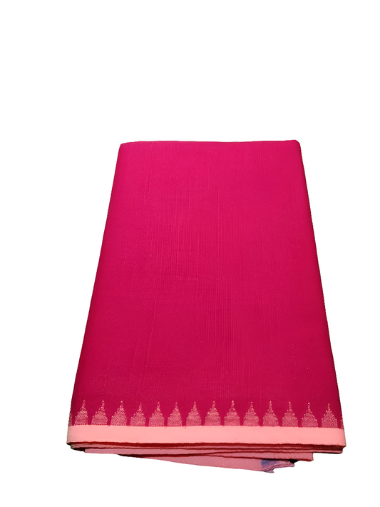 Linen Muga Fanek (red, peach border) - Traditional Manipuri Fanek