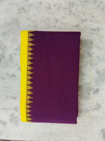 Oneply Fanek (brown, yellow border) - Traditional Manipuri Fanek