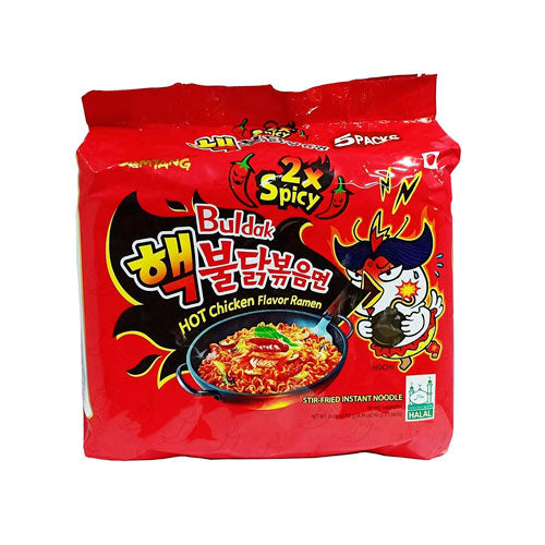 Buldak 2X Spicy Hot Chicken Ramen – 5 Pack | Korean Stir-Fried Instant Noodles