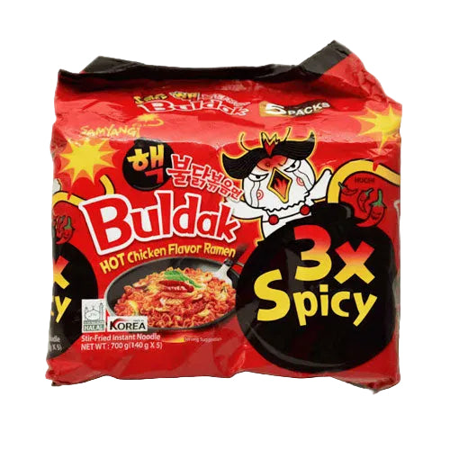 Buldak 3X Spicy Hot Chicken Ramen – 5 Pack | Extreme Spicy Korean Noodles