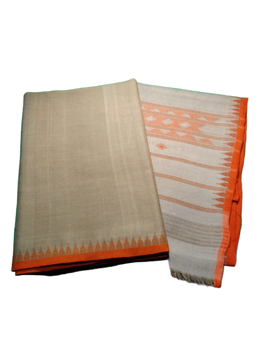 Khurkhul Muga Suite (cream, orange border) - Fanek & Innaphi Set
