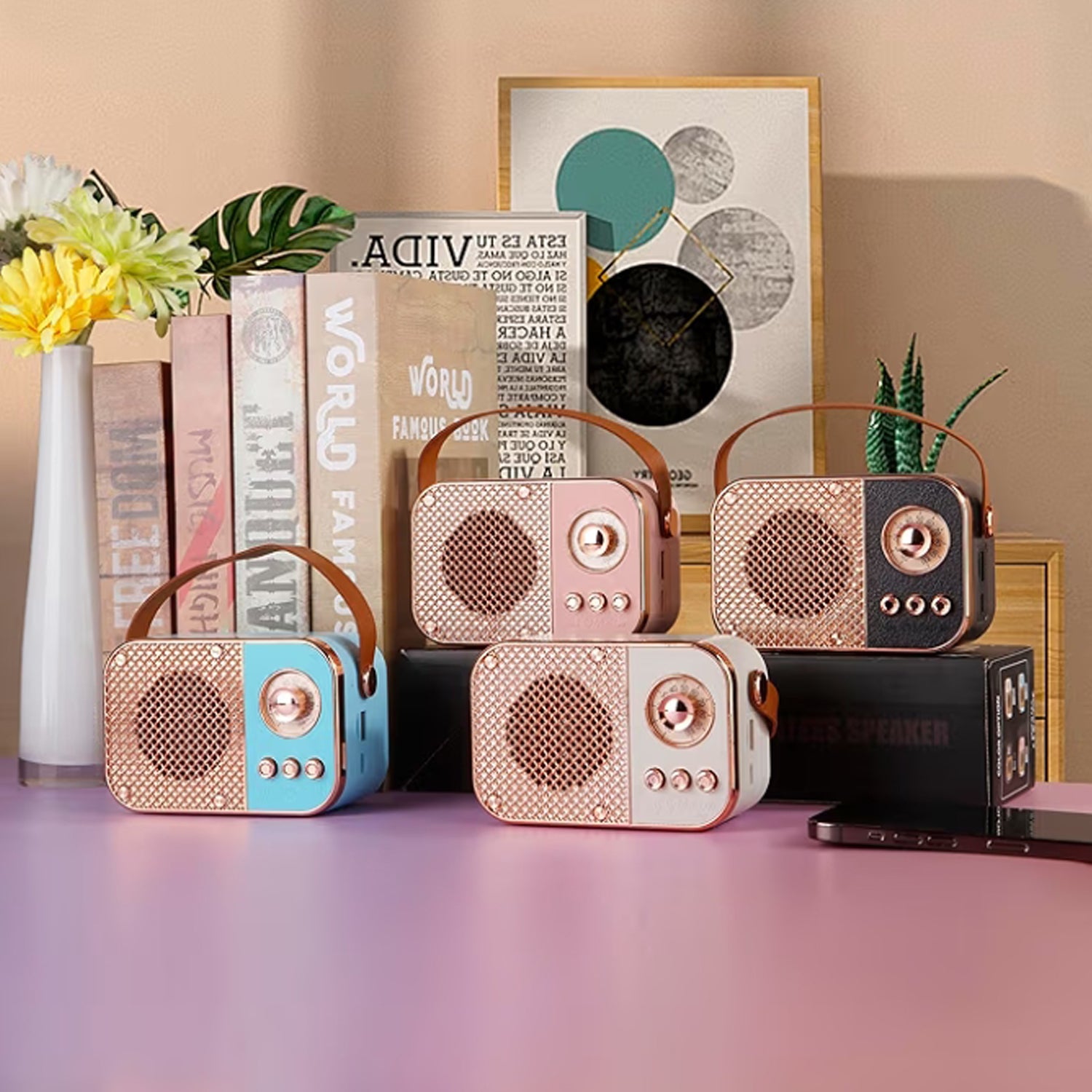 Vintage Style Wireless Portable Speaker With Retro Radio (1 Pc)