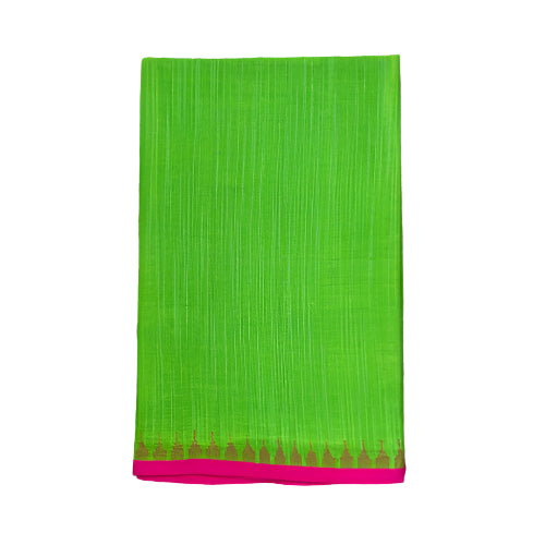 Parrot Green Linen Fanek – Handwoven Manipuri Wrap Skirt in Fresh Green Shade

