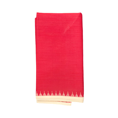 Red Linen Fanek – Traditional Handwoven Manipuri Wrap Skirt in Classic Red