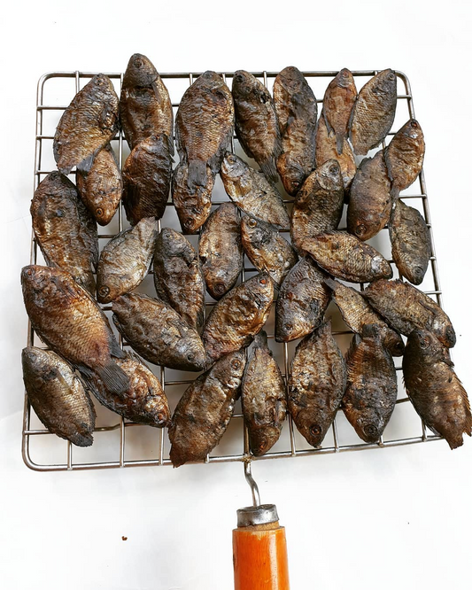 Ngapemma smoked dry fish Colisa fish Manipuri smoked dried fish on rack